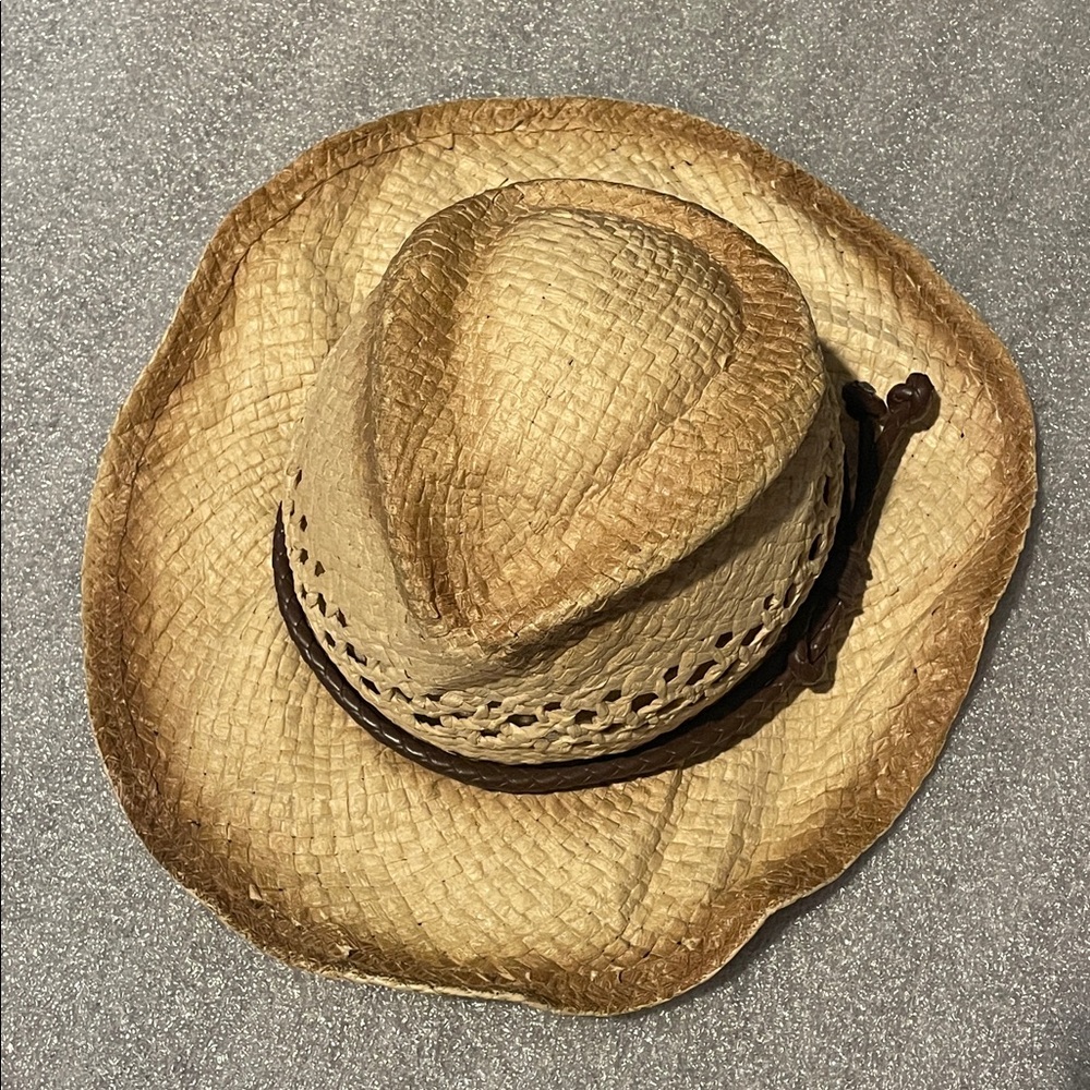 O'rageous Western Flexible Straw Hat Distressed Boho Festival Cowgirl Rodeo O/S - Picture 8 of 10